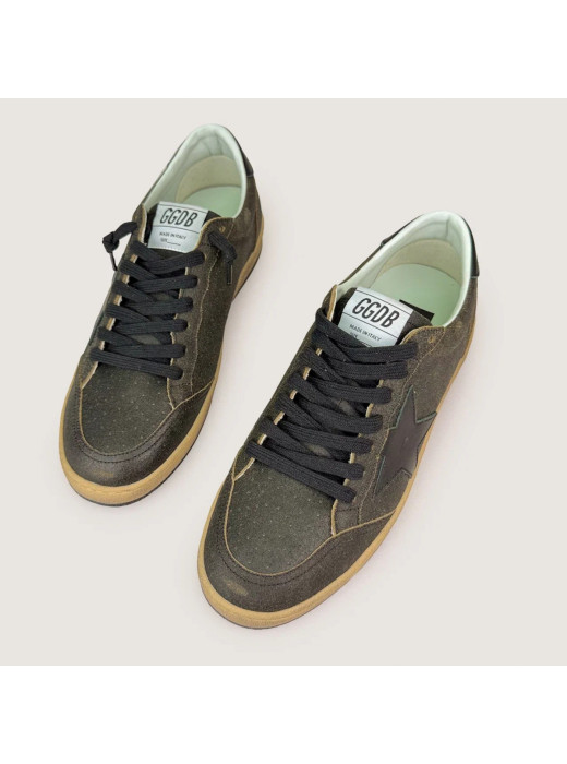 Mens Ball Star in Dark Brown Leather With Black Star