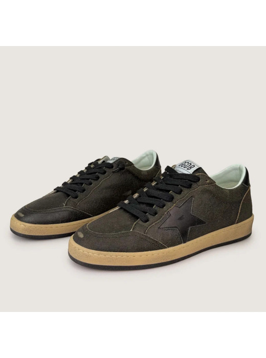 Mens Ball Star in Dark Brown Leather With Black Star