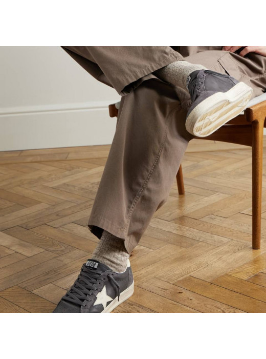 Mens Ball Star in Grey Suede With White Star