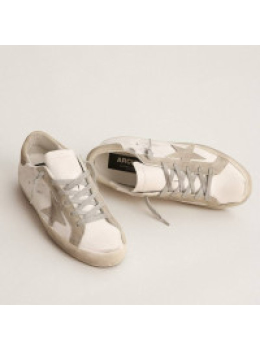 Mens Super-Star Sneakers in Grey Suede With Grey Star and Grey Heel Tab