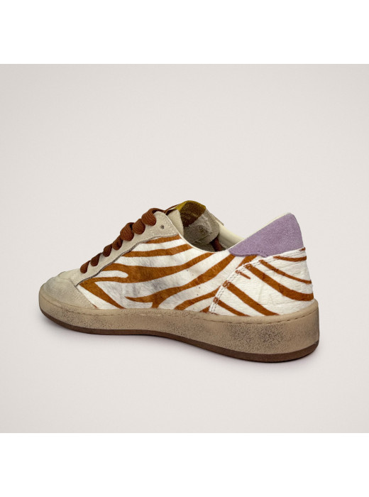 Ball Star Sneakers in Zebra-Print Leather With Lilac Heel Tab