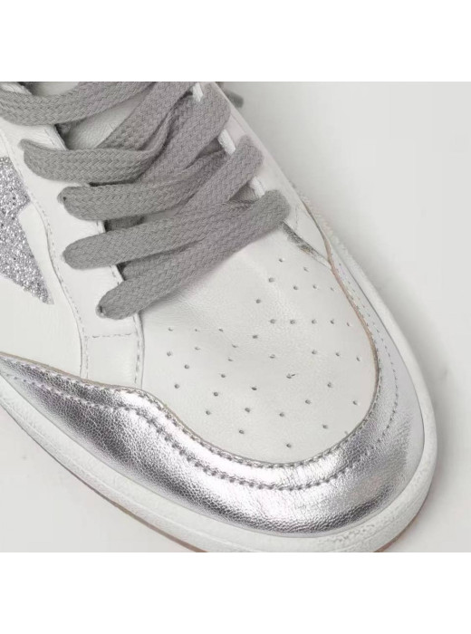 Ball Star in White Leather With Mint Green Heel Tab and Silver Star