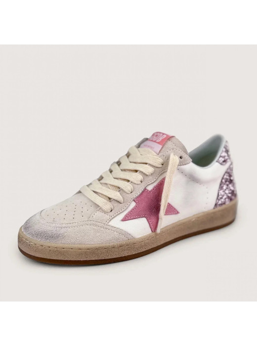Ball Star Pink Suede with Pink Star and Heel