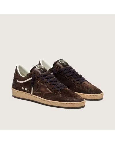 Mens Ball Star in Brown Suede with Brown Leather Star and Heel Tab