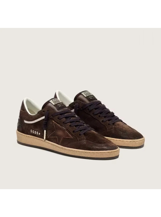 Mens Ball Star in Brown Suede with Brown Leather Star and Heel Tab