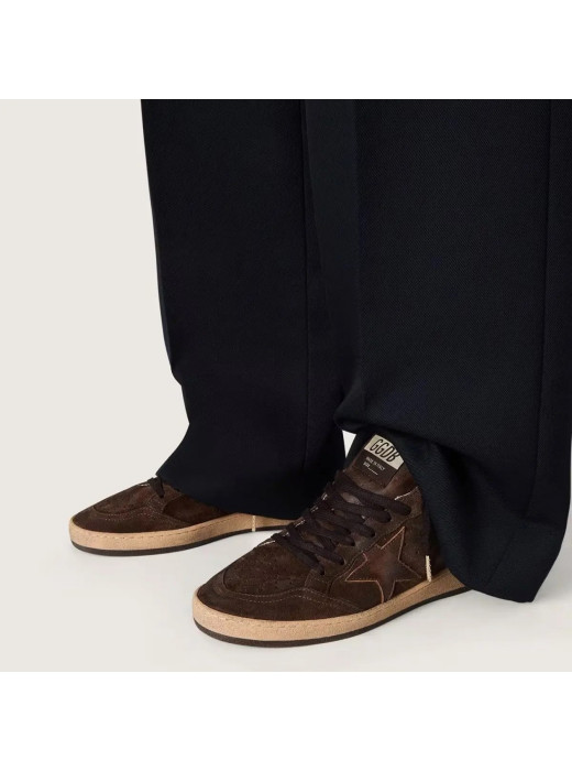 Mens Ball Star in Brown Suede with Brown Leather Star and Heel Tab