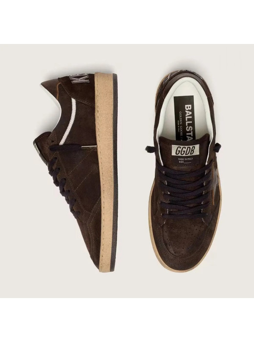 Mens Ball Star in Brown Suede with Brown Leather Star and Heel Tab