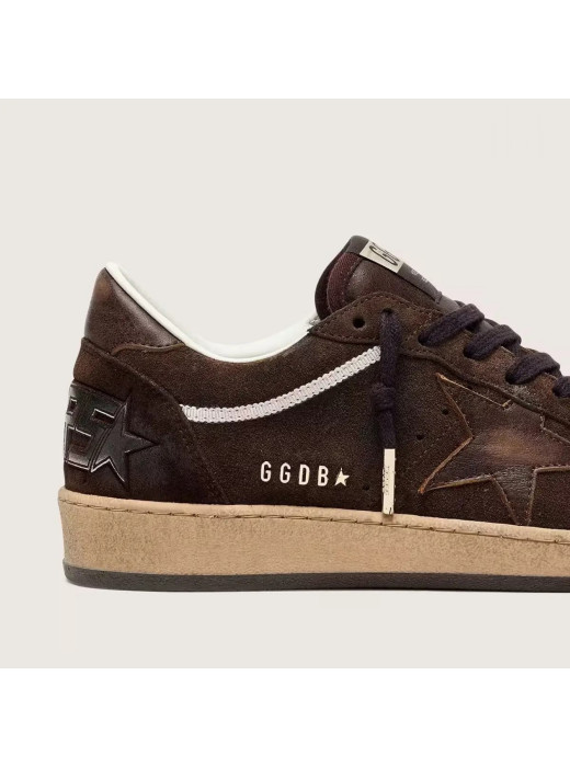 Mens Ball Star in Brown Suede with Brown Leather Star and Heel Tab