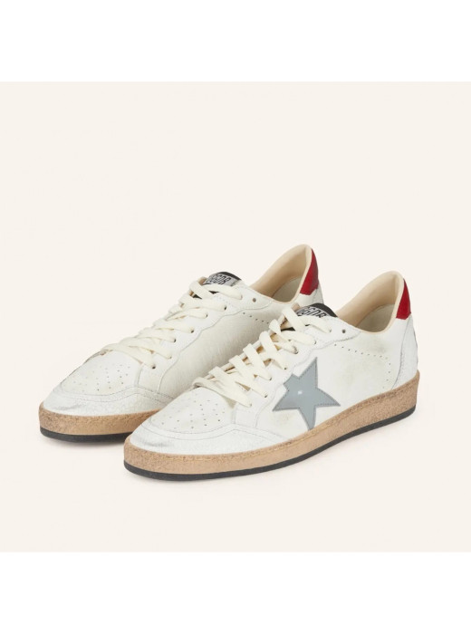 Mens Ball Star in Grey Leather with Grey Star and Red Heel Tab