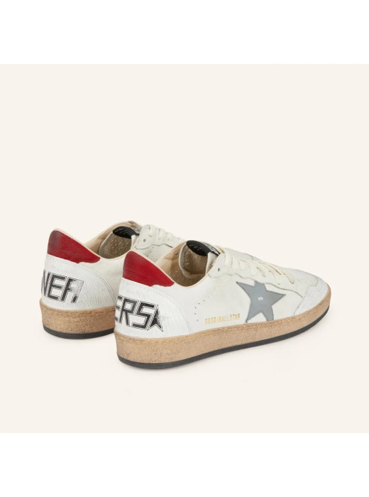 Mens Ball Star in Grey Leather with Grey Star and Red Heel Tab