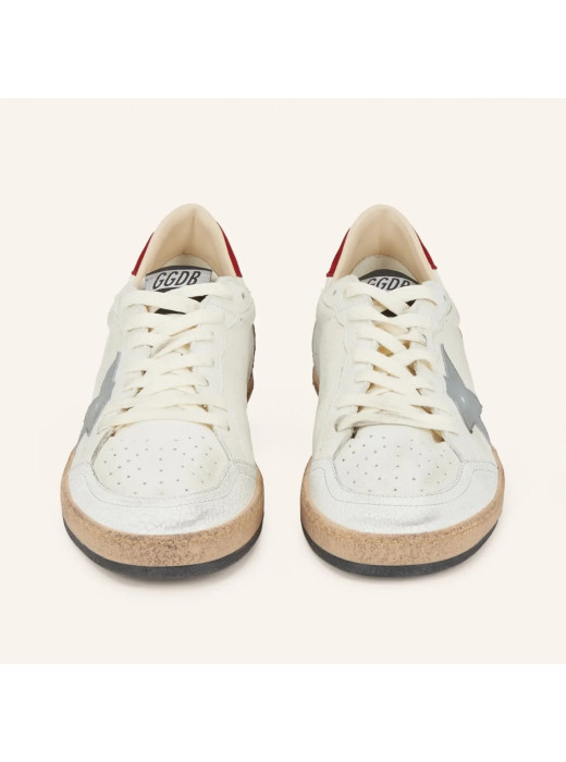 Mens Ball Star in Grey Leather with Grey Star and Red Heel Tab