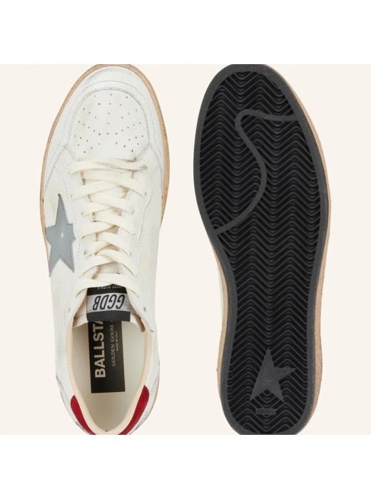 Mens Ball Star in Grey Leather with Grey Star and Red Heel Tab